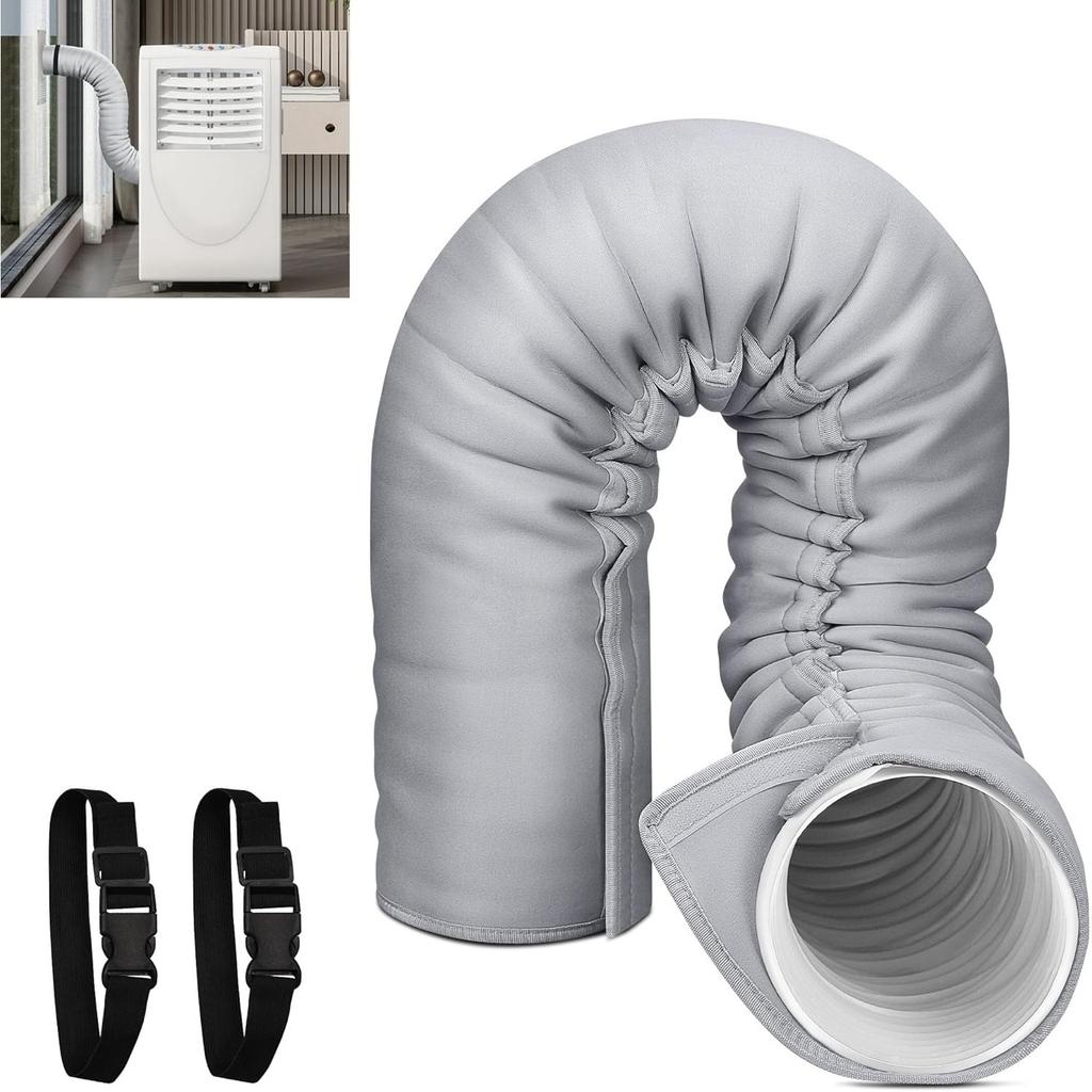 Benasan Portable AC Hose Insulation Sleeve, Polyvinyl Chloride, Light Gray, Fits 5-5.9" Diameter Exhaust Hose, Easy Installation, Protective Cover
