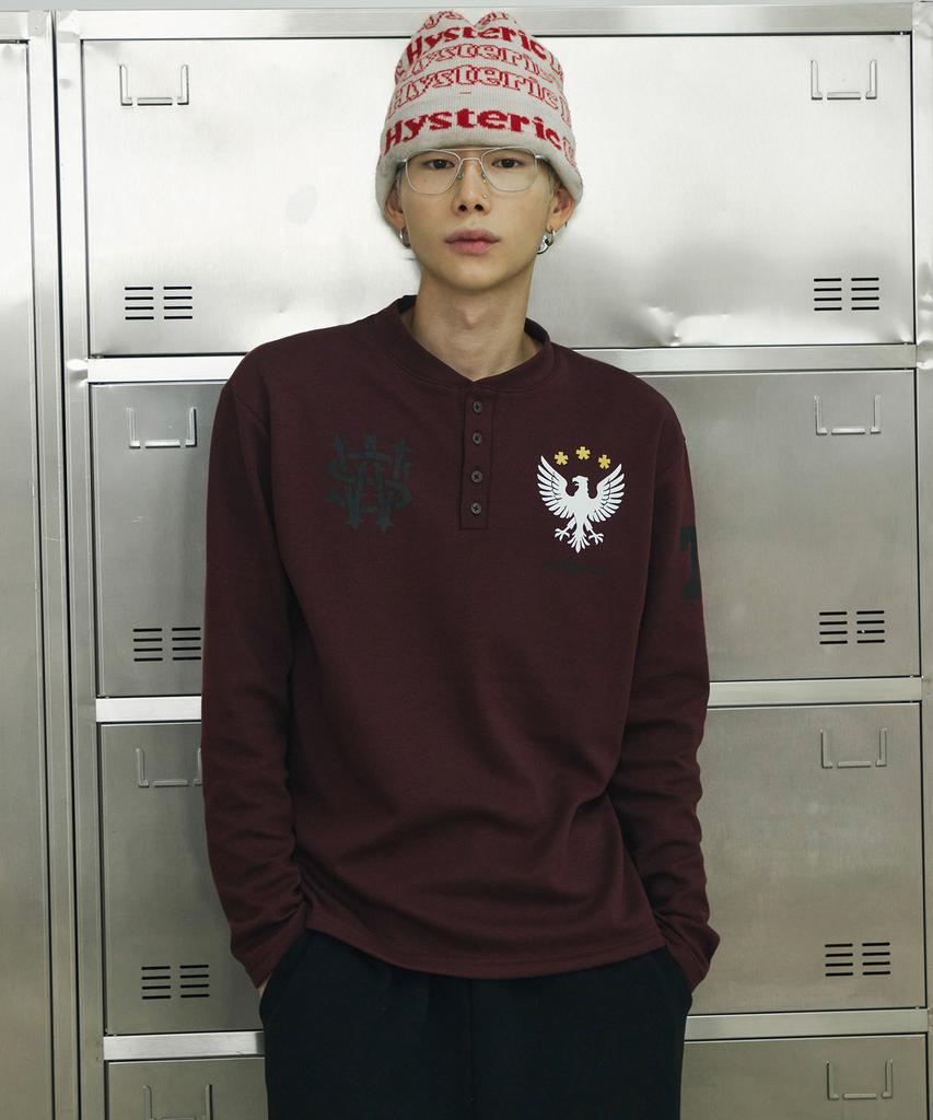 SCALLYWAG Falcon Henley Neck Long Sleeve [Wine]