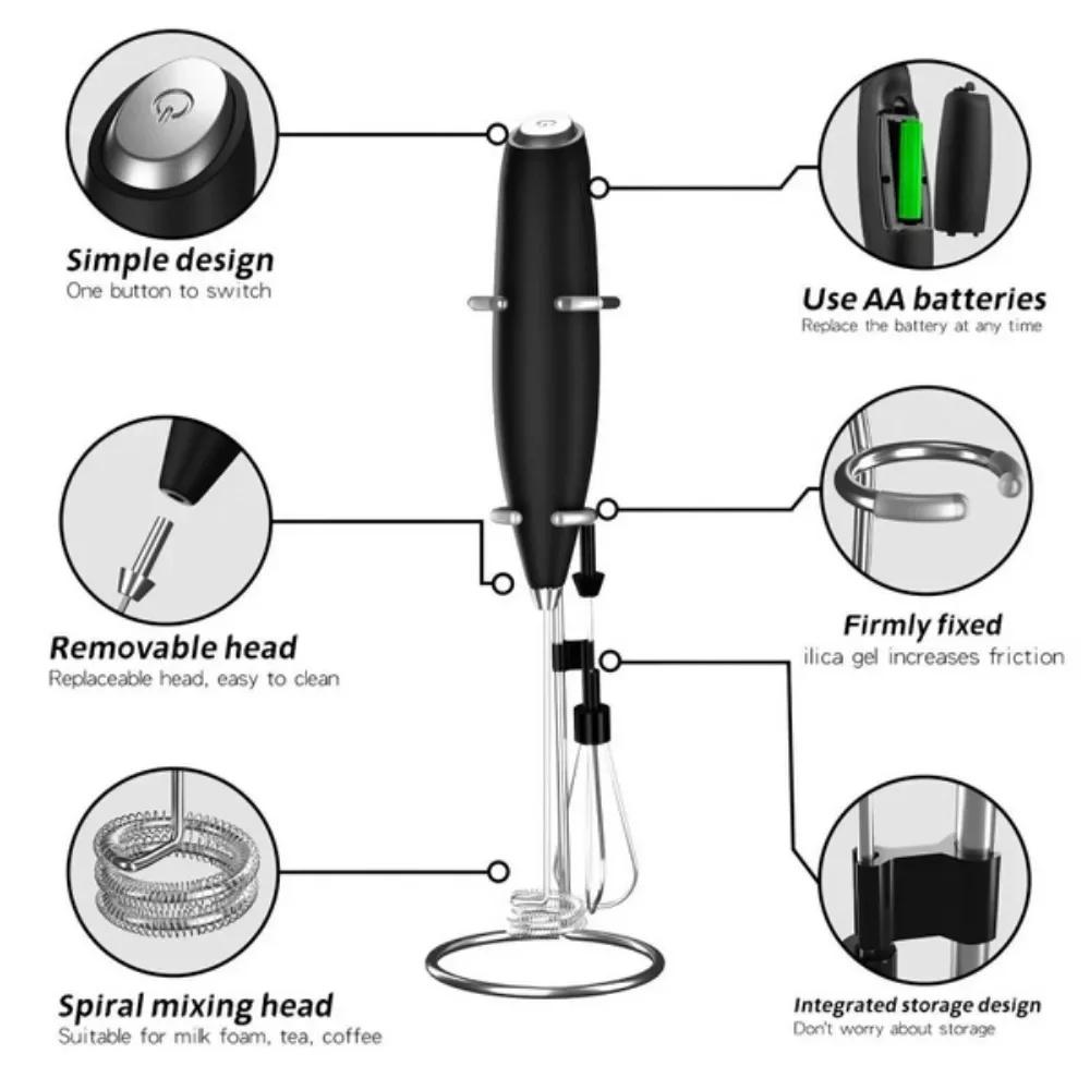 Powerful Electric Milk Whisk, Handheld Mini Whisk for Coffee, Cappuccino, Latte, Kitchen & Household Tools