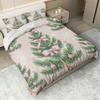 3pcs Festive Christmas Tree & Snowflake Duvet Cover Set - Pink Ribbon Design, Polyester, Zippered, Machine Washable