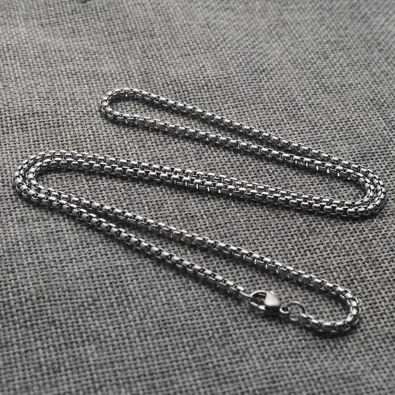 1pc Durable Stainless Steel Square Zircon Necklace with Non-Fading Chain