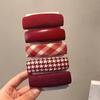 New Year's Sweet Red Hair Pin Women's Thousand Bird Grid Velvet Edge Clip BB Clip Sponge Thickened Bangs Clip Hair Accessories