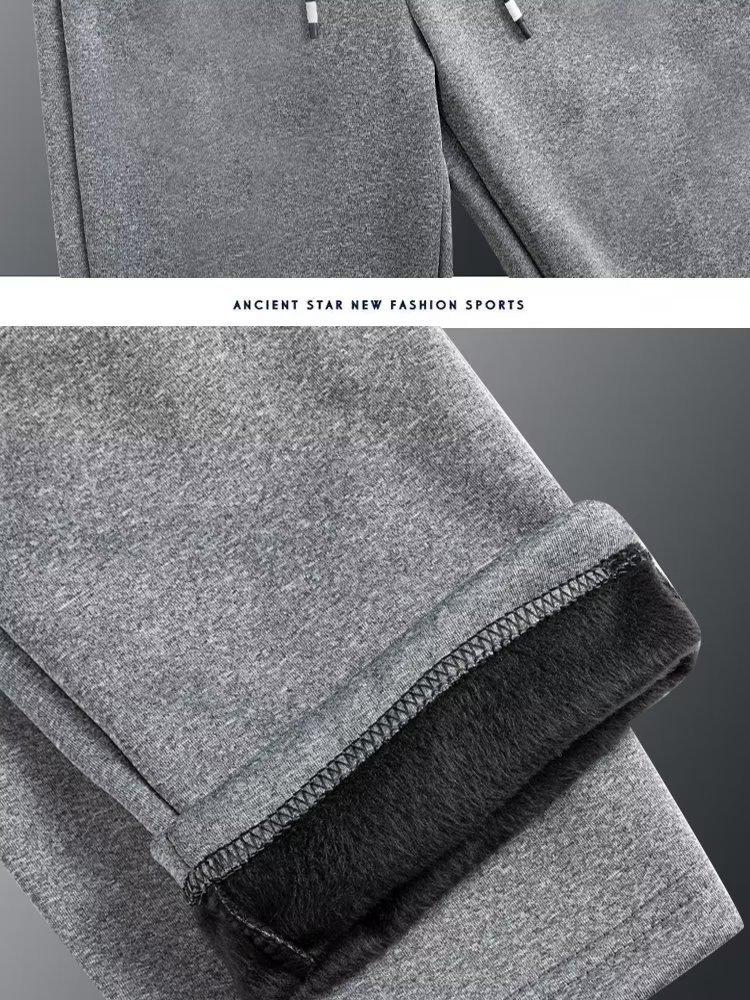 Boys' Solid Color Plus Velvet Thickened Sweatpants - Casual Winter Trend for Teens