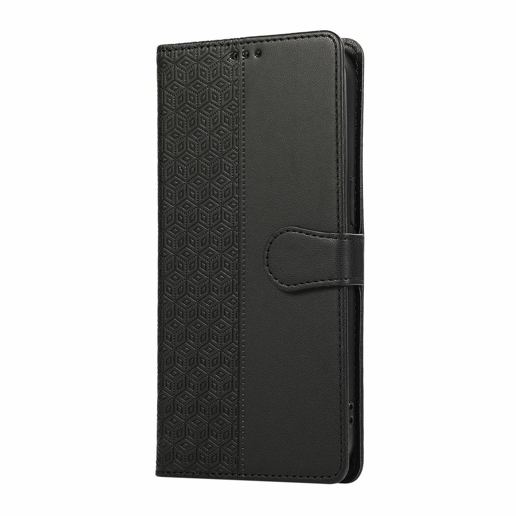 For Honor 400 Pro 5G (Global) Case Splicing Imprinted Rhombus Leather Phone Cover with Wrist Strap