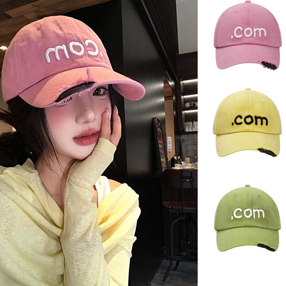Wash Cotton Baseball Cap With Distressed Brims And-Pink