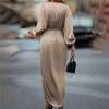 Elegant Cross-split Puff Sleeve Irregular Long-sleeved Dress For Women's Fashion Dress