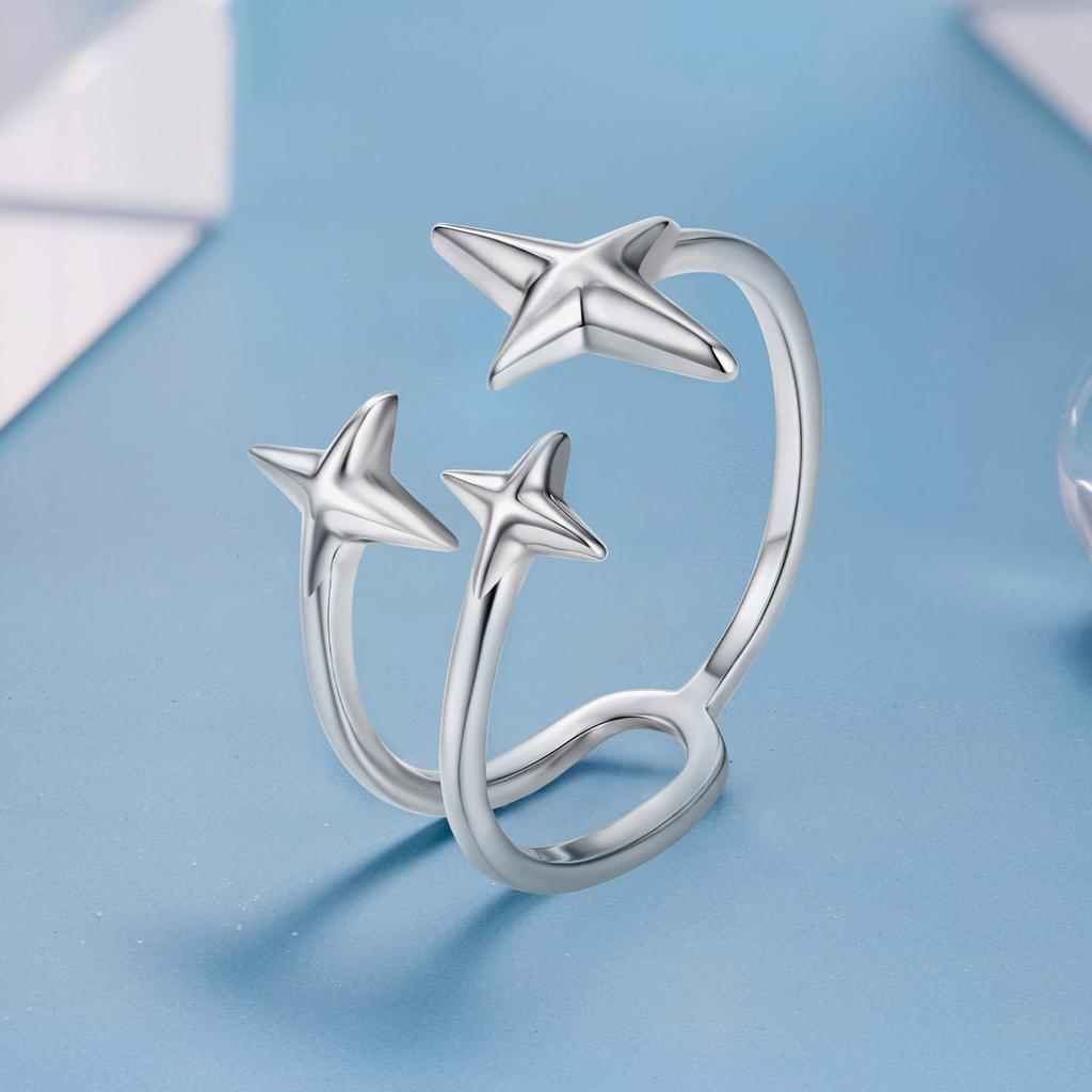 Silver universal ring THREE STARS silver 925
