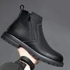 Winter New Men's Shoes Soft Leather Snow Boots with Plush High Top Cotton Shoes High Height Leather Warm Short Boots