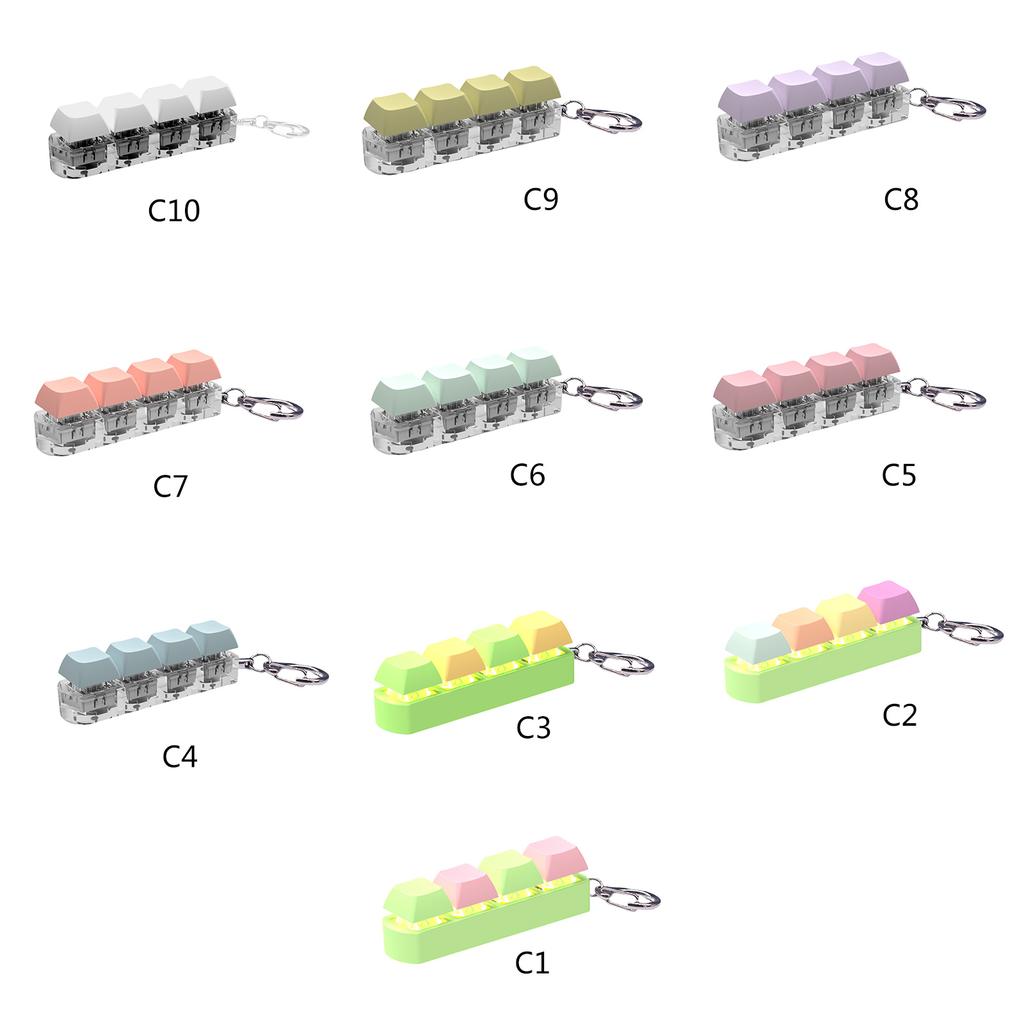 4 Button Keyboard Keychain Environmental Friendly Stress Relief Toy Suitable for Keys Bags and Backpacks Treasure Box