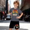 Boys 2 Piece Popular Meme "67 Bruh" Printed Outfit, Short Sleeve T-Shirt and Shorts Set for Kids Age 5-14,Black and White Sporty Casual Summer Clothes