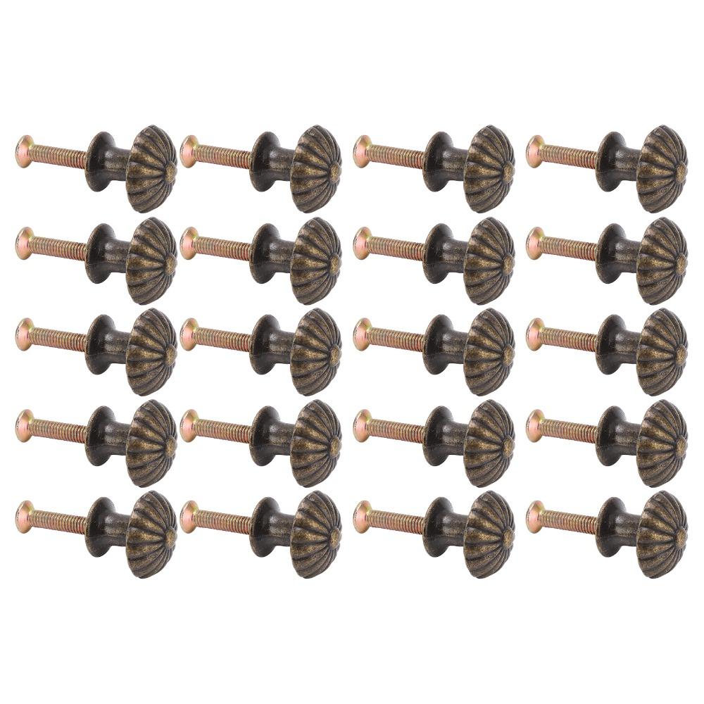 20pcs Antique Bronze Cabinet Knobs Single Hole Drawer Pulls Classic Furniture Handles For Drawers