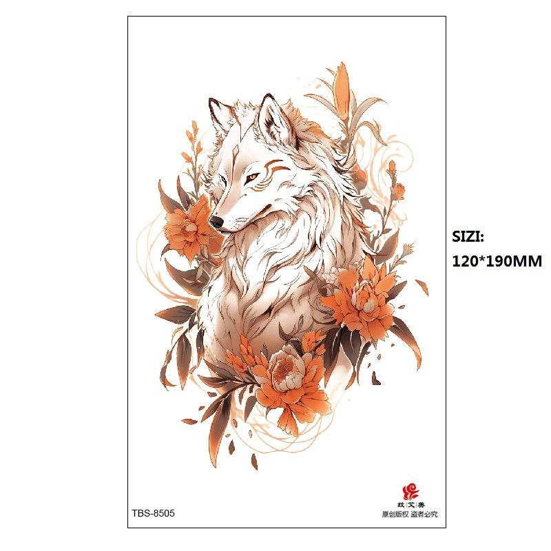 Hand Painted Original Color Flower Fox Phoenix Women'S Simulated Tattoo Water Transfer Tattoo Sticker