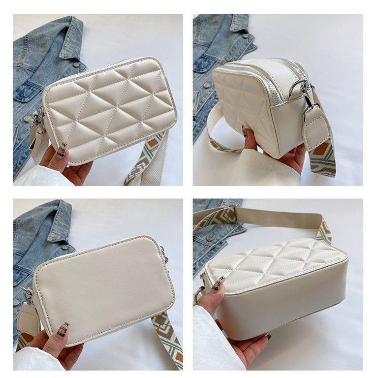IELGY Ladies Messenger Bag Fashion Wide Shoulder Strap Small Square Bag