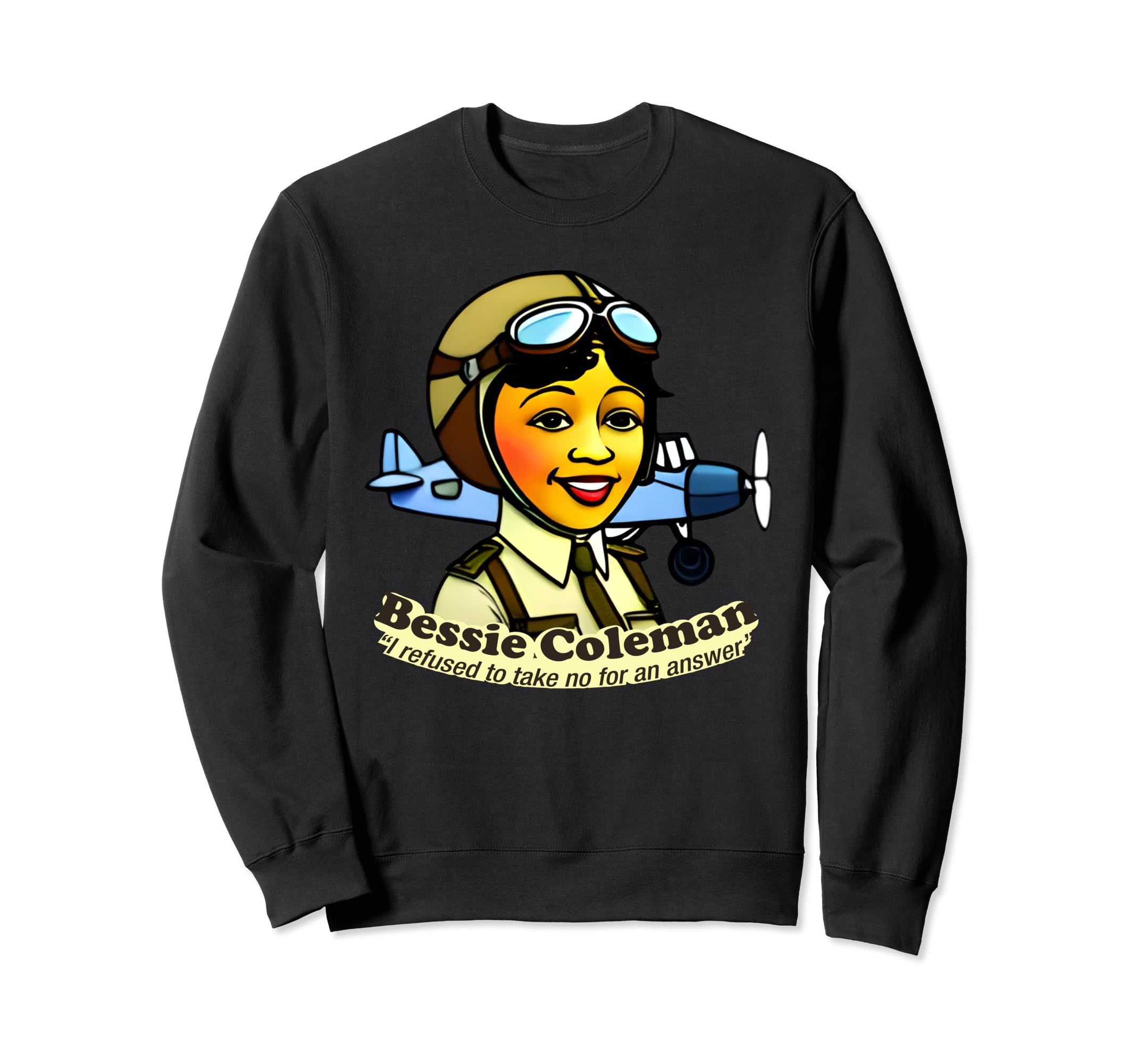 

Bessie Coleman Black History Month Sweatshirt with Airplane