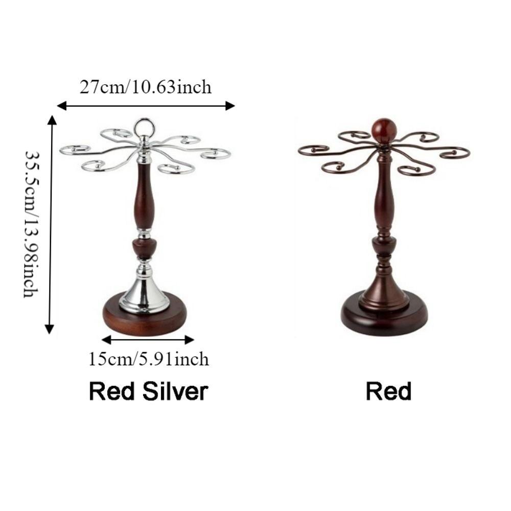 Freestanding 6 Bottles Wine Glass Rack Wooden High-Stem Glass Holder Bar Accessory