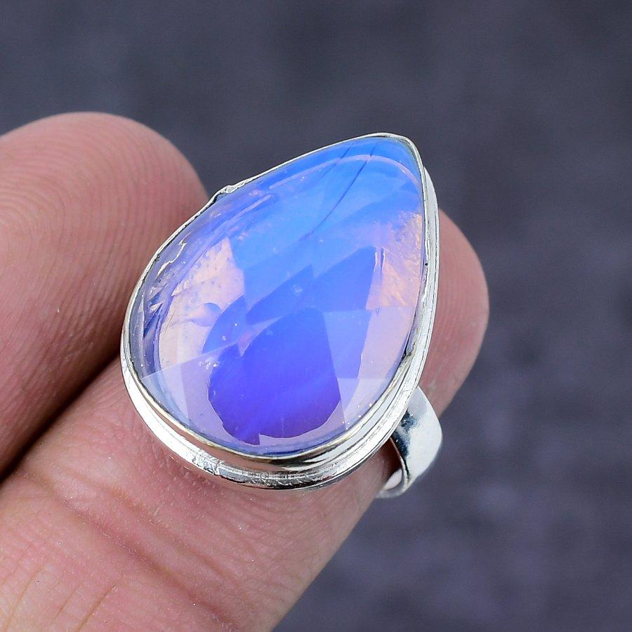 Opal Gemstone 925 Sterling Silver Gift Jewelry Ring Size 9