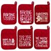 1 Pair Oven Mittens Christmas Style Thickened Ant-scalding Heat Insulated Hanging Hole Soft Oven Mitts Kitchen Cooking Baking Gift Oven Gloves
