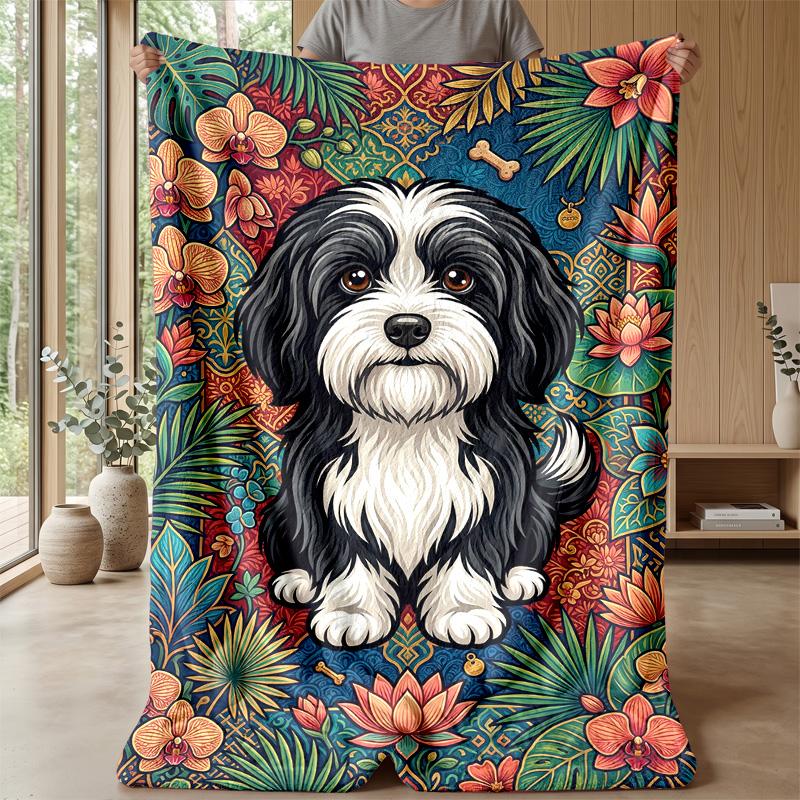 Surfing Dogs In the Ocean Theme Blanket Lightweight Warm Flannel Blanket Decorative Throw Blanket for Home Decoration