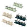 Spice Jars Independent Condiment Containers Transparent Acrylic Jars with Spoons Tray BPA-Free Plastic