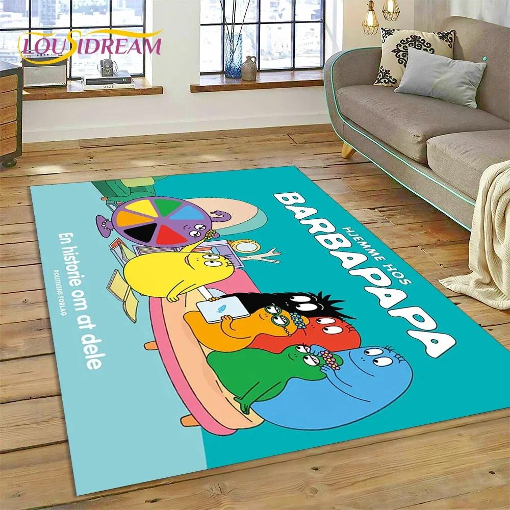 Cartoon Les Barbapapa Family Carpet Rug for Bedroom Living Room Home Sofa Decoration,Children Game Large Decor Floor Mat Gift