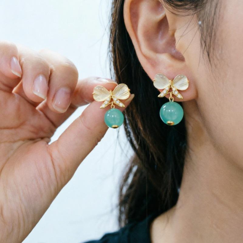 Elegant Cat s Eye Bow Stud Earrings for Women - Trendy, Sweet, and Fashionable