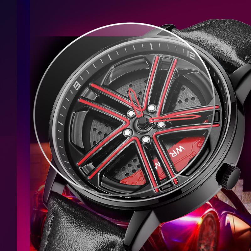 SANDA Wheel Biker Watch Stereo Hollow Rotating Wheel Watch Male Junior High School Students Trend Cool Quartz Watch