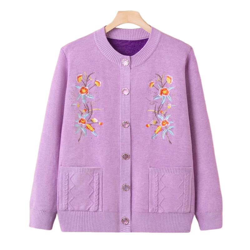 Women's Elderly Warm Knitted Cardigan Sweater