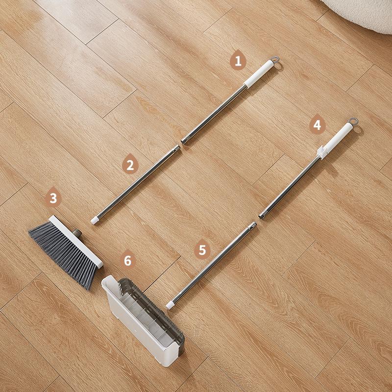 Foldable Rotating Broom & Dustpan Set with Non-Stick Hair and Soft Bristles for Living Room