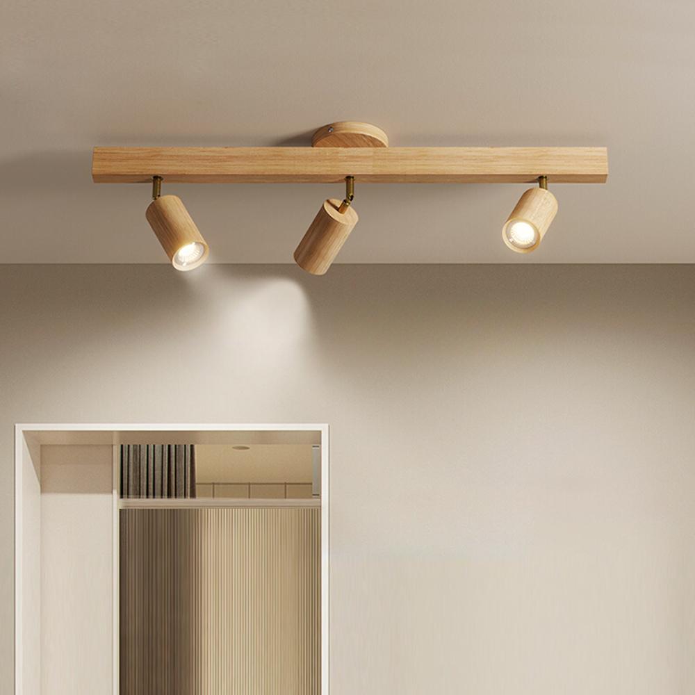 Nordic Wooden LED Ceiling Light Ceiling Spotlight LED Rail Track Lamps for Living Room Bedroom Kitchen Restaurant Decoration