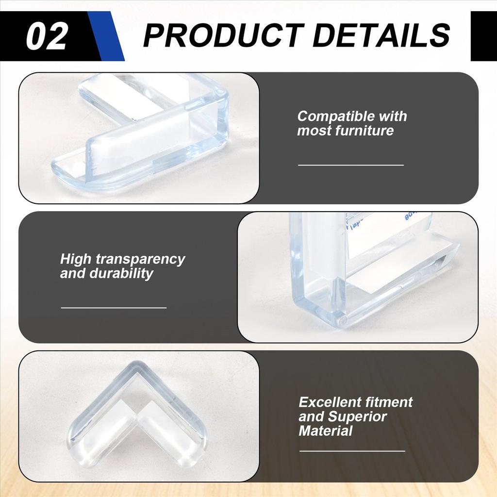 BHBL 4 Pieces Clear Safety Soft Plastic Table Desk Corner Guard Protector
