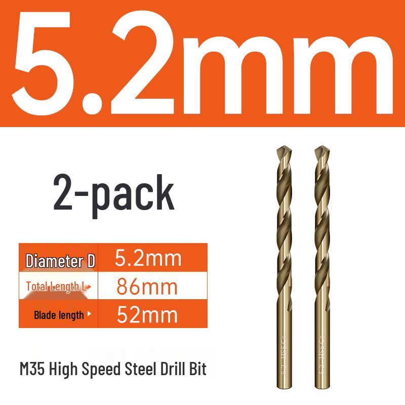 M35 Cobalt Twist Drill Bits Set for Stainless Steel, High Hardness, Straight Shank, Hand & Electric Drills