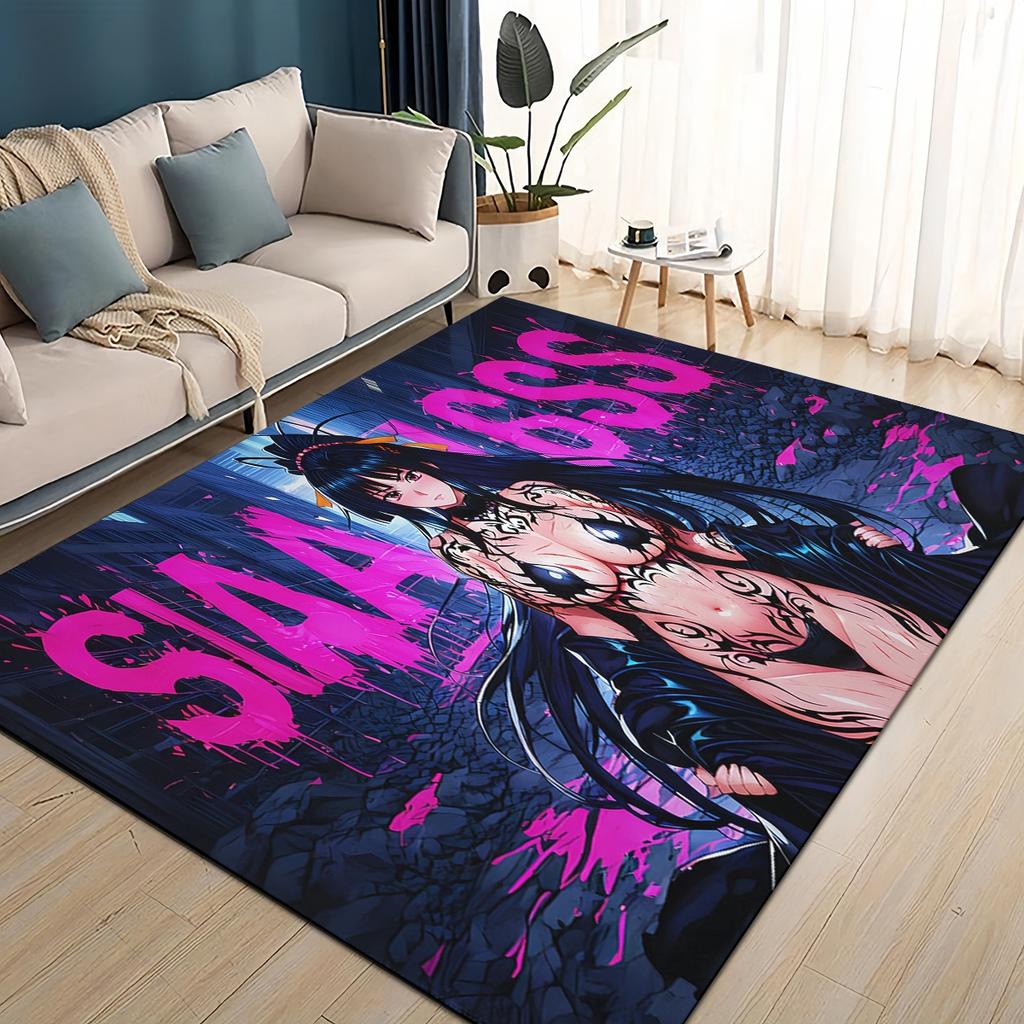 3D Cartoon High School DxD Sexy Girl Rias Akeno Asia Carpet Rug for Living Room Bedroom Home Sofa Decoration,Non-slip Floor Mat
