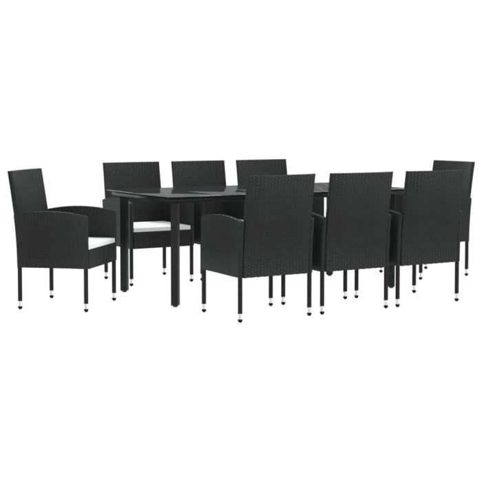 VidaXL Ensemble à manger de jardin 9 pcs noir résine tressée et acier 3203319