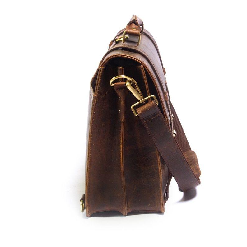 Handmade Vintage Leather Briefcase: British Design, Laptop Bag