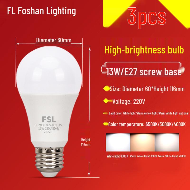 Energie sparende LED-Glühbirne, E27-Schraubfassung, superhelles warmweißes Licht für die Heimbeleuchtung.