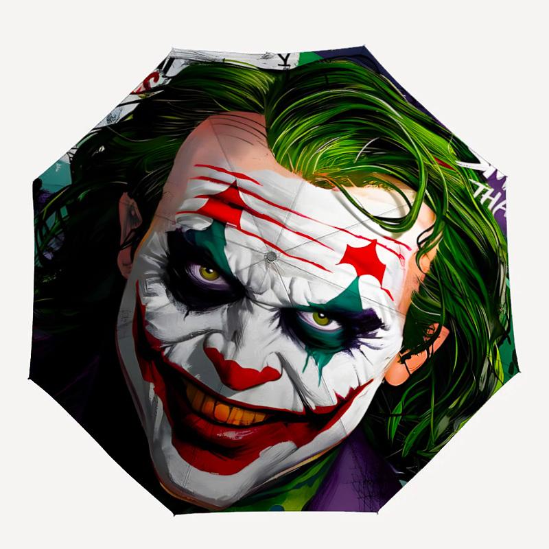

1pc Joker Clown Automatic Folding Umbrella - Compact 8-Rib Design,Festive Gift for Friends & Family, Compact Umbrella 21165