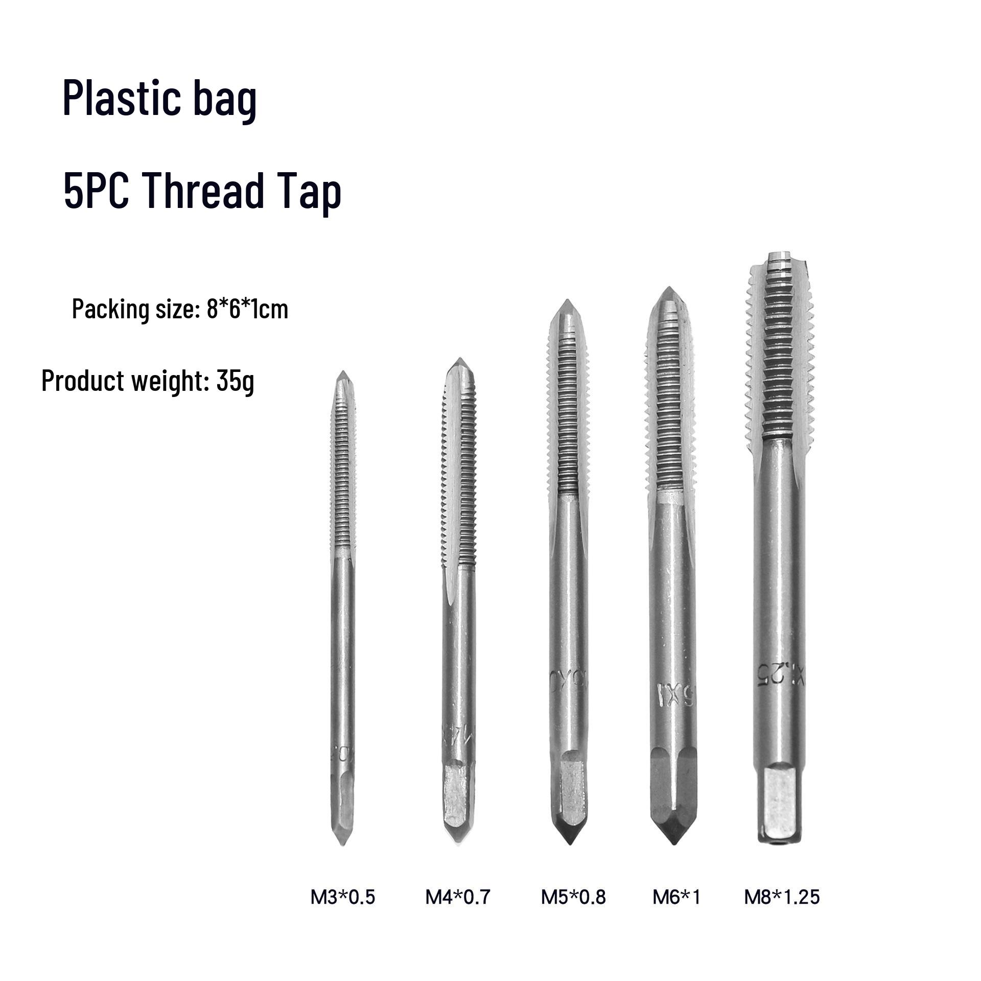 T-Handle Ratchet Tap Wrench Set (M3-M8) with 5 Straight Flute Taps