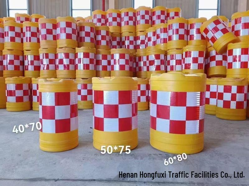 Plastic Anti-Collision Sand-Filled Reflective Safety Barrel - Rotomolded Cylindrical Isolation Pier
