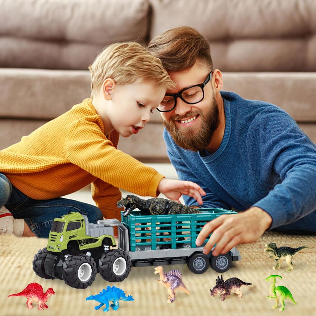 14 Pieces Construction Vehicle Toy Dinosaur Toy Trailer Tow Truck Truck Car Toy Mini Car Storage Car Toy Durable Boys Popular Birthday Christmas Gift