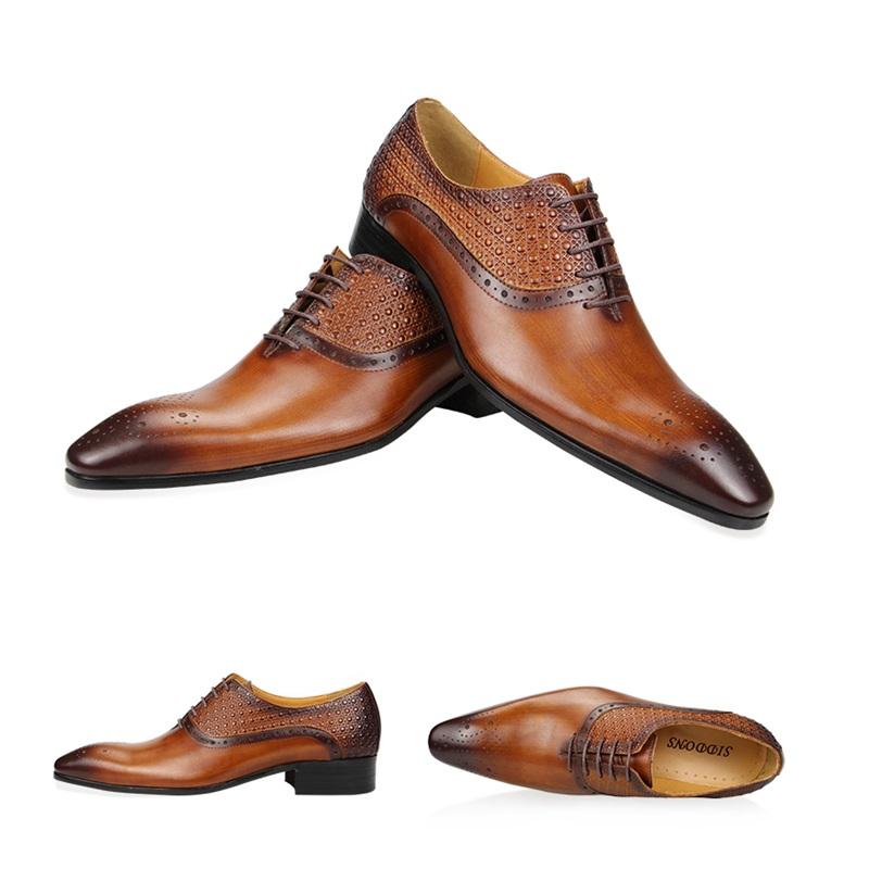 Fashion Elegant Wedding Party Shoes For Men Genuine Leather Handmade Oxfords Style Business Office Customized Brogue Shoes Made In China