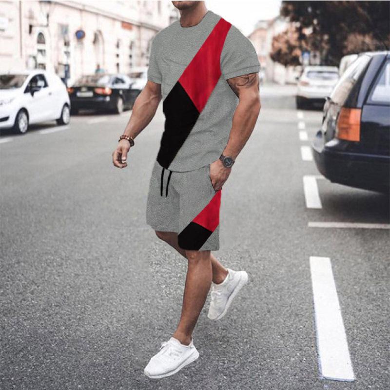 Summer Men Set New Tee Outfit Sweat Suit Tshirt For Man Sportswear Men Short Suit Casual T-Shirt+Shorts 2Piece Mens Tshirts Sets