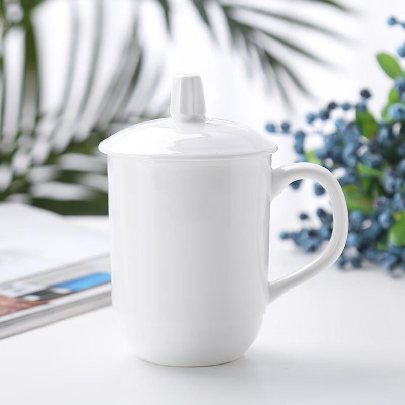 Molona Pure White Ceramic Water Cup with Lid (6-Pack)