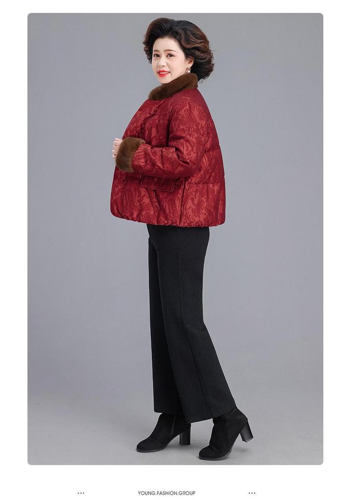 2025 New Chinese Style Winter Down Jacket for Middle-Aged and Elderly Women