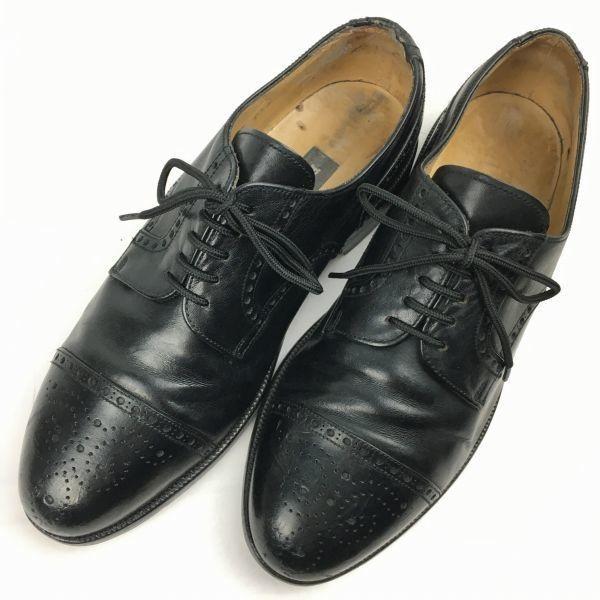 BALLY Made in France Cap Toe Business Shoes Black Size 7E (25.0-25.5) All Leather Men's(USED)