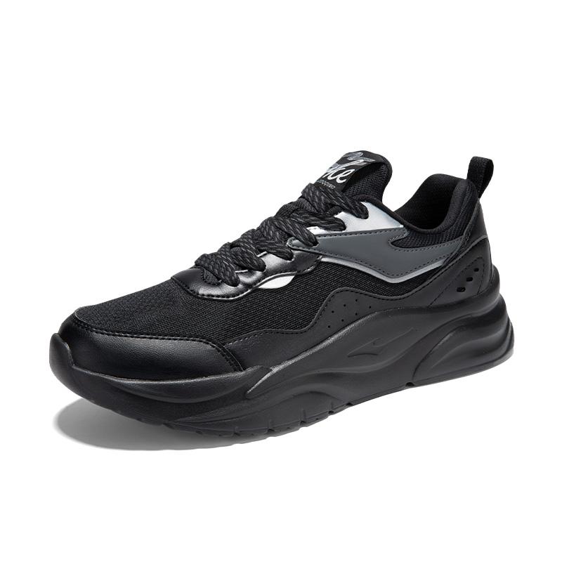 Hongxing Erke Comfortable Versatile Shock Absorbing Wear Resistant Breathable Low Top Casual Shoes Men Sneakers Black Silver 51125102540-002