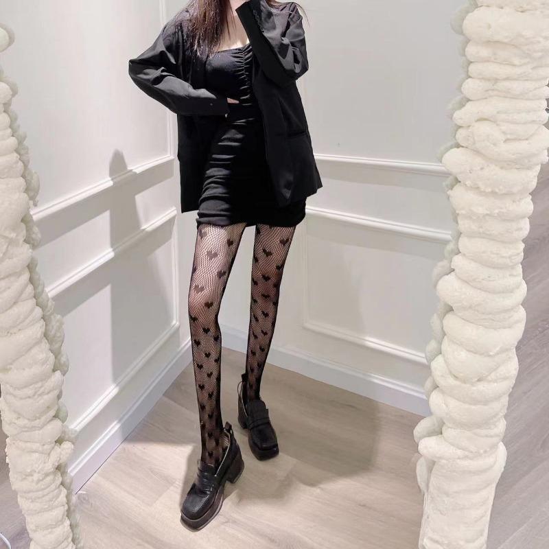 Sexy Women Pantyhose Tights Heart Tights Pattern Black Mesh Lace Stocking  Fishnet Mesh Lace Pantyhose Lolita Girl Floral Tights