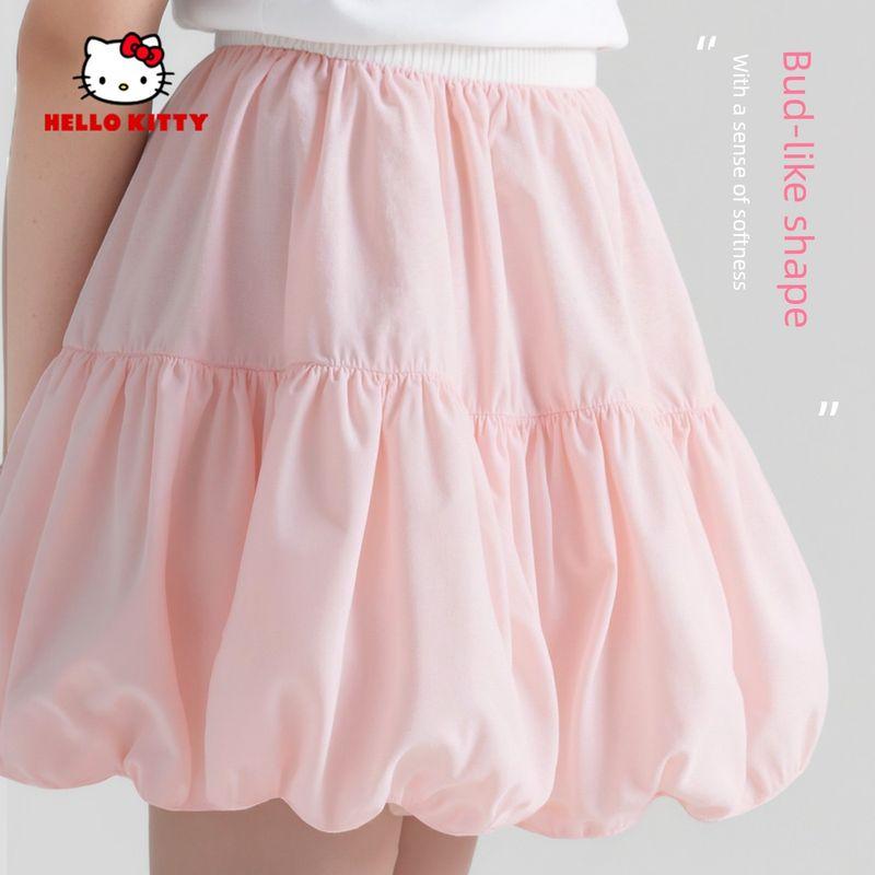 Hellokitty Girls Skirt Summer Pink Flower Bud Children s Skirt Stylish Tutu Skirt for Older Girls Summer Wear Solid Color Baby Pink 110