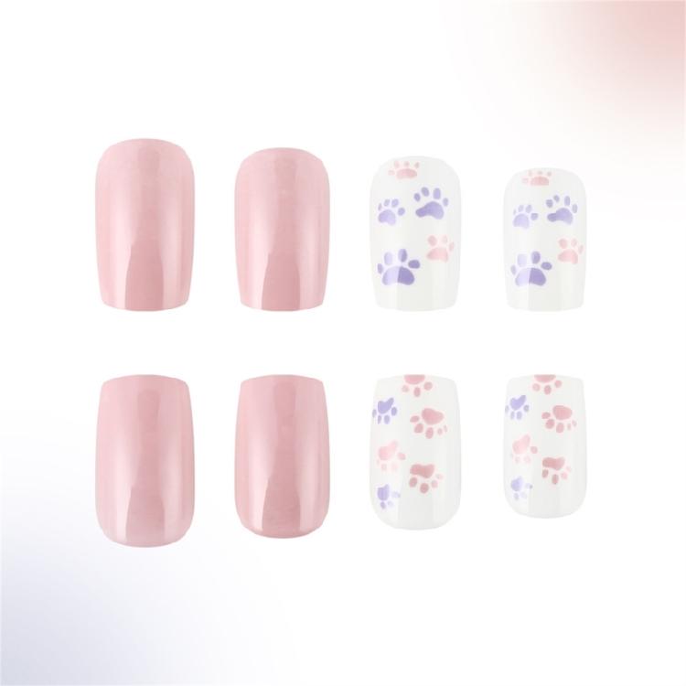 24 Pièces Ongles à Presser Carrés Colle sur Ongle Designs d'Ongles Français Faux Ongles Ongles Artificiels Cadeaux pour Femmes Filles