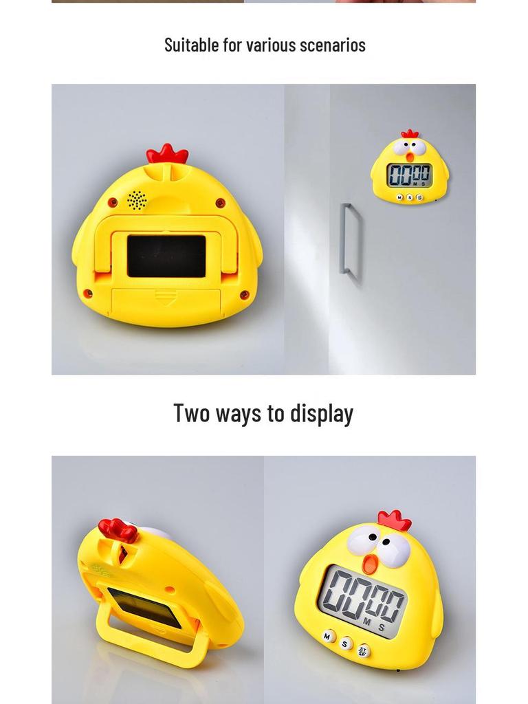 Cartoon Chicken Timer: Electronic Kitchen & Study Alarm Clock