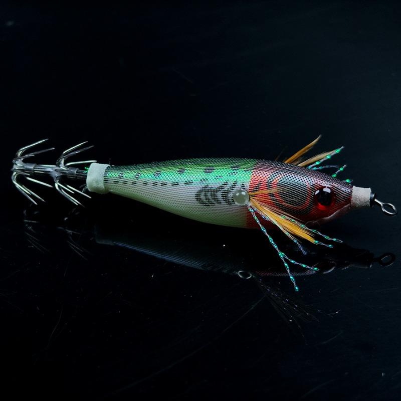5PCS Multi-color Glow Squid Jig 5.8G/8CM Horizontal Egi Wood Shrimp Bait Artificial Lure for Squid Octopus Fishing Jukkumi